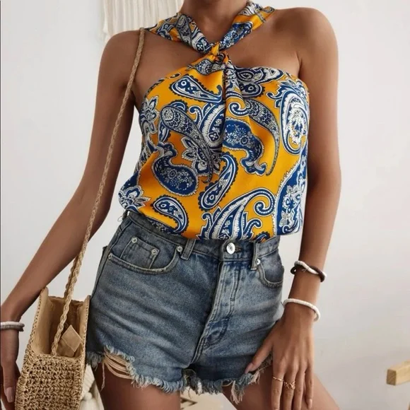 Boho Floral Paisley Print Tank Top Blouse - Picture 10 of 12
